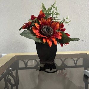 Artificial Sunflower Arrangement in Black Vase